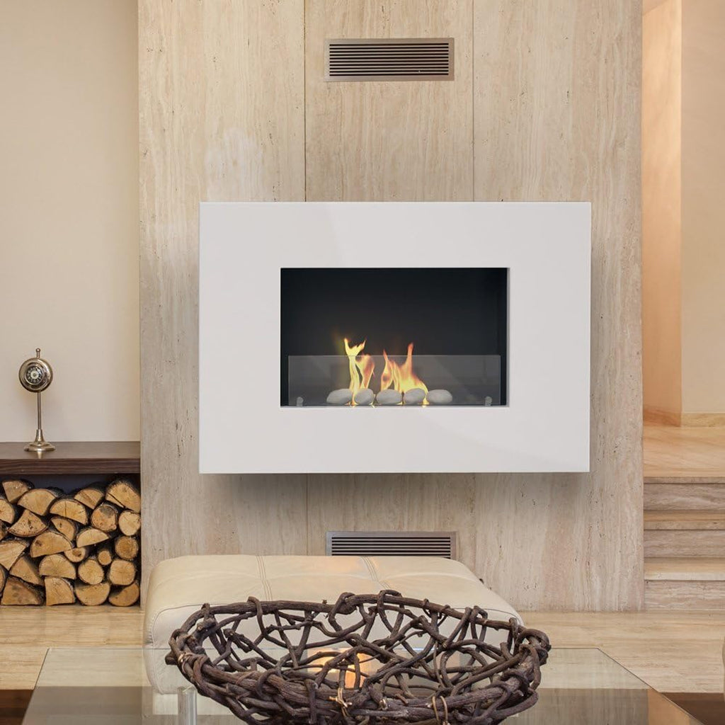 Wall-mounted bioethanol fireplace