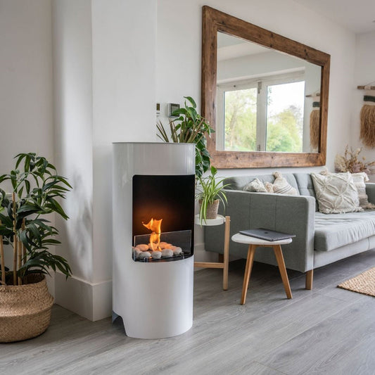 Stow white bioethanol fireplace