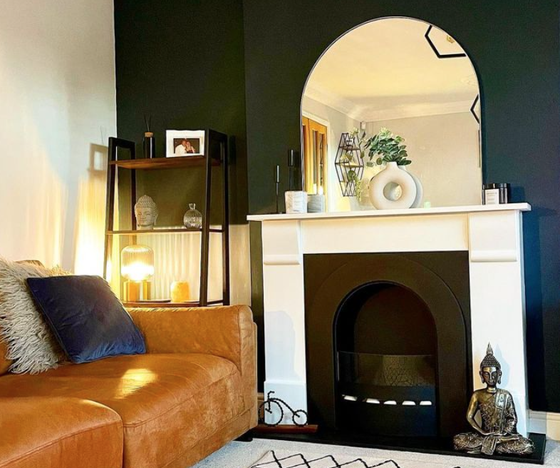 Stylish living room featuring a bioethanol fireplace