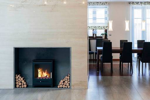 fireplace with black hearthstone